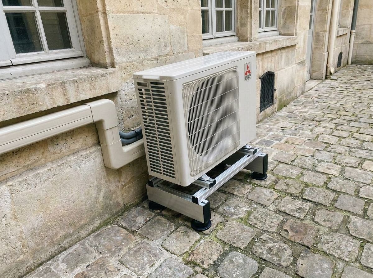 Même groupe Mitsubishi Electric remonté sur un support alu, sans givre